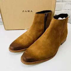 極上美品✨ZARA ザラ レザー ミドルカット スエードジップ 茶色 42 完売