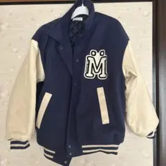 スタジャン ネイビー アイボリー M刺繍