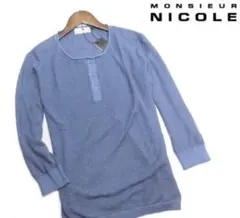 【MONSIEUR NICOLE/ニコル】ヘンリーネック七分袖カットソー・Lのサムネイル