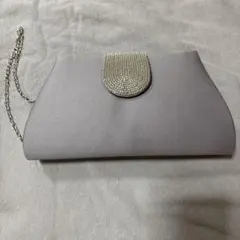 ビジュー付きグレー パーティーバッグ　Aimer Acret