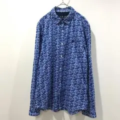 BLACK LABEL CRESTBRIDGE 総柄シャツ 青 L