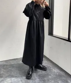 バンドカラーシャツワンピース