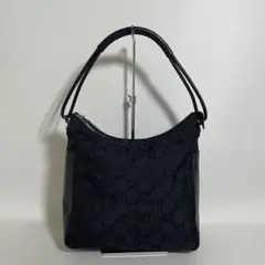 GUCCI グッチ シェリーラインGGキャンバス ハーフムーン ブラック