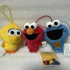 セサミストリート　クッキーモンスター　マスコット　ぬいぐるみ　3個セット