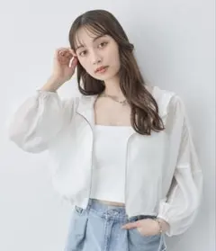 INGNI ウインドブレーカー 7分袖クロップドシアーマウンテンパーカー