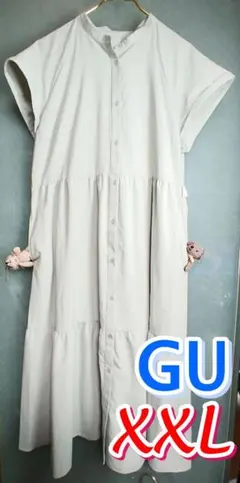 【大きめサイズ】GU ジーユー バンドカラーシャツワンピース(半袖) XLサイズ