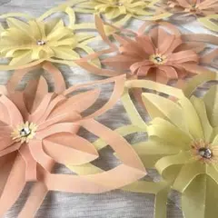 ハンドメイド　ペーパークラフト　吊るし飾り　壁面飾り　ひまわり　七夕飾りのサムネイル
