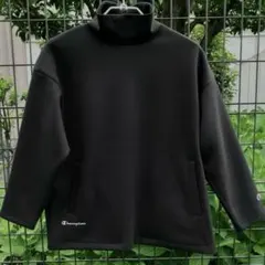 スウェット Champion ブラック セミハイネックトップス