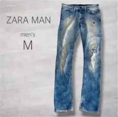 ZARA MAN ダメージスキニーデニム M お兄系 y2k 加工 ライトブルー