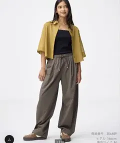 GU バレルレッグプルオンパンツ オリーブ　L