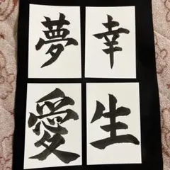 書道作品 夢 幸 愛 生 4枚セット