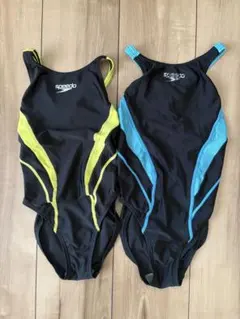 speedo FINA認証　競泳水着　黒/黄色　黒/水色　2着セット