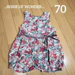 センスオブワンダー ベビー ワンピースパンツ 70 日本製 コーデュロイ 花柄