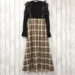andmary Juni check dress sサイズ ベージュ - メルカリ