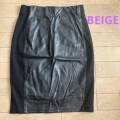 ベイジ　高級　膝丈　タイト　スカート