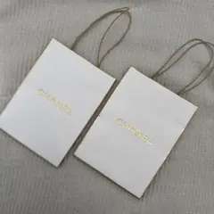 CHANEL ホワイトショッパー　紙袋　ゴールドロゴ　2個セット