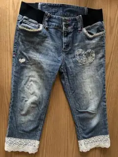アンドラブ　ハート刺繍クロップドパンツデニム クロップドパンツ