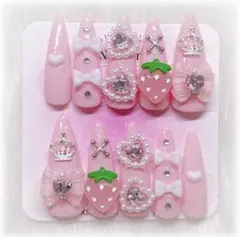 ネイルチップ 地雷系 量産型 リボン かわいい