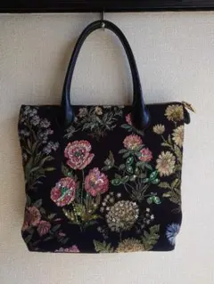 【美品】シンクビー!花柄刺繍 ハンドバッグ