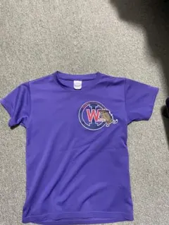 紫色 Wロゴ 牛デザイン Tシャツ