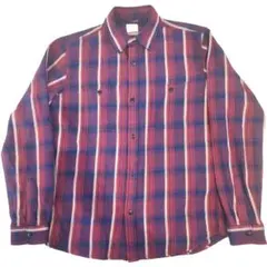 チェックシャツ レッド ネイビー 長袖 M タータン