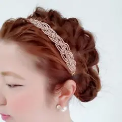 [送料込み]ビーズカチューム（クリアピンク）wide