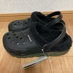 タウンサンダル　ボア　25㎝　ブラック　黒　(底部カーキ色) レディース　メンズ