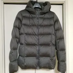 美品　ユニクロ　ダウンジャケット　フェザー　フード取外し可能　グレー