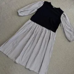 LE SOUK ニットベストドッキングフレアワンピース ストライプ　L