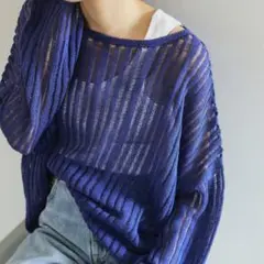 Spick&Span 2025 スピックアンドスパン 長袖編みニット　ブルー