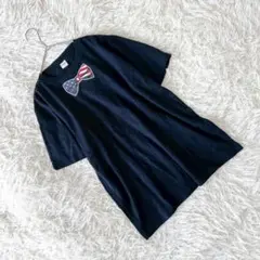 《トミー》 (L) ボウタイプリントTシャツ 星条旗 クルーネック カジュアル
