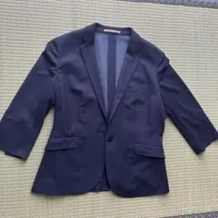 オリヒカ　７部袖　パンツ　サマースーツ　L L ネイビー ストライプ