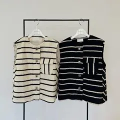 rosy monster ツイードベスト ホワイト・ブラック rosy monster ツイードベスト ホワイト・ブラック rosy monster