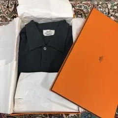 未使用品HERMES エルメス コットン鹿の子ポロシャツ XL ダークグリーンのサムネイル
