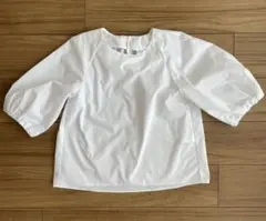 無印 　婦人　乾きやすいブロード　五分袖ブラウス　ホワイト　Sサイズ