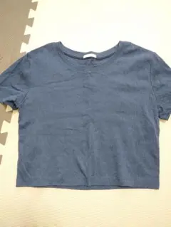 ジーユー　GU　ネイビー　ショート丈　半袖　Tシャツ　М