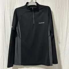 mont-bell クール ロングスリーブジップシャツ　黒　メンズM