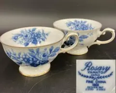 YAMATO Rosary カップ 2客 青バラ 金彩　R8SA315