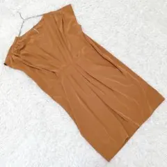 『グリーンレーベルリラクシング』 (38) フレンチスリーブタックワンピース 茶