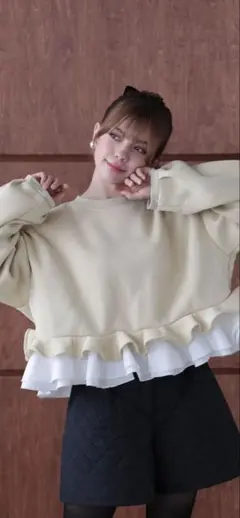 Myu ❤︎新品裾フリル裏起毛オーバートップス❤︎完売色イエロー★