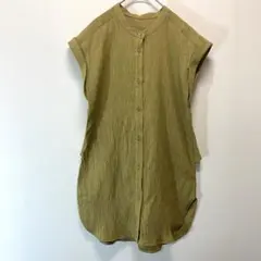 INNOWAVE ノースリーブブラウス(S)黄緑色 バックフリル