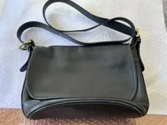 （0321）COACH黒いレザーショルダーバッグ