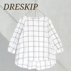 ドレスキップ ノーカラーブラウス カットソー 七分袖シャツ チュニック