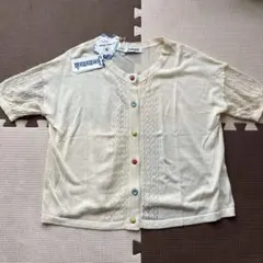 新品未使用　ホコモモラ デザイン半袖カーディガン　接触冷感　生成り