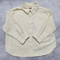 petit main 長袖シャツ 90cm　クリーム ストライプ