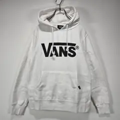 VANS　フーディー　パーカー　S　ビッグロゴ　ホワイト　人気　古着コーデ