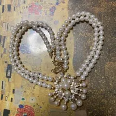 K*2様 ビンテージ風フラワーモチーフパールネックレス