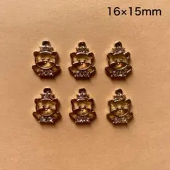 くまのチャーム　6個　16×15mm　ゴールド　現品　P956　熊　クマ