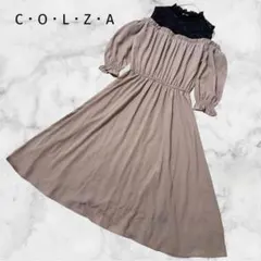 ＊コルザ＊【L】美シルエット　レースドッキングドレープロングワンピース 肩出しのサムネイル