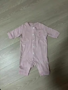 ウサギ刺繍ピンクロンパース